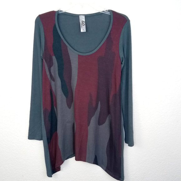 GO Couture Camo Print Long Sleeve Tunic Top Small - Picture 2 of 7
